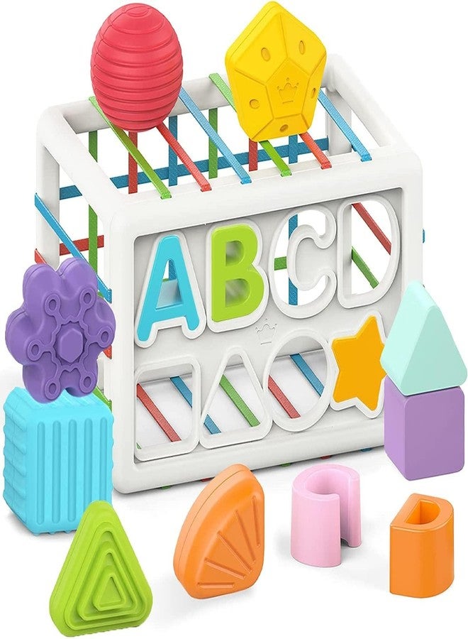 DREWIT STAR Baby Shape Sorting Toy | Colorful Blocks, Cubes, Alphabet Letters | Elastic Bands | Fine Motor Skill Development | Early Learning Preschool Educational Toy - Image 1